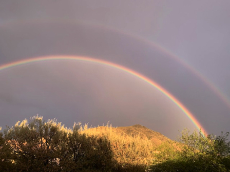 May 18 - Double rainbow while visiting Stephanie and Lockheed. Looking at the top of Black Mountain. May 18 - Double rainbow while visiting Stephanie and Lockheed. Looking at the top of Black Mountain.